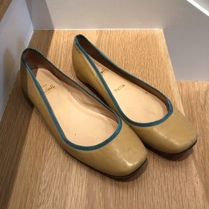 Christian Louboutin Tan and Blue Ballet Flats